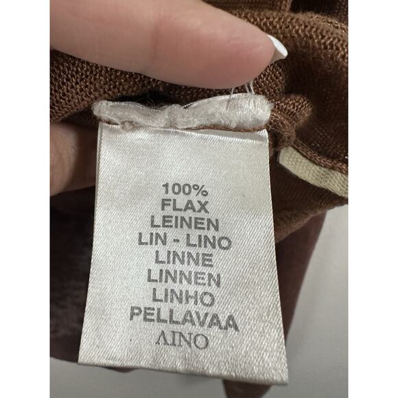 Burberry London Women Brown Flax Linen Knit Pullover Sweater Sz M Flawed Preppy - Picture 11 of 16